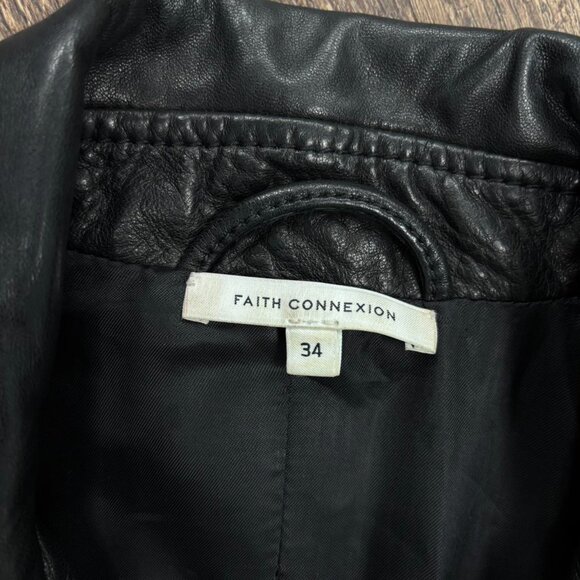 Faith Connexion Lambskin Leather Biker Jacket - Picture 3 of 7